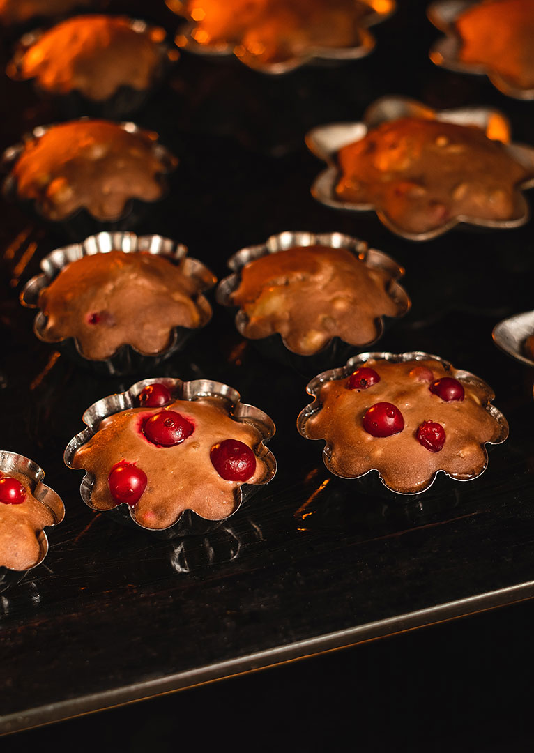 Csokis muffin vörös áfonyával